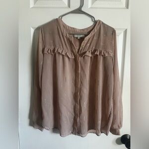 LOFT Mauve Ruffle Detail Blouse